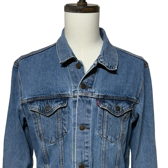Levis Jacket Mens XL Blue Trucker Denim Jean Button Up Long Sleeve Workwear - Picture 5 of 9
